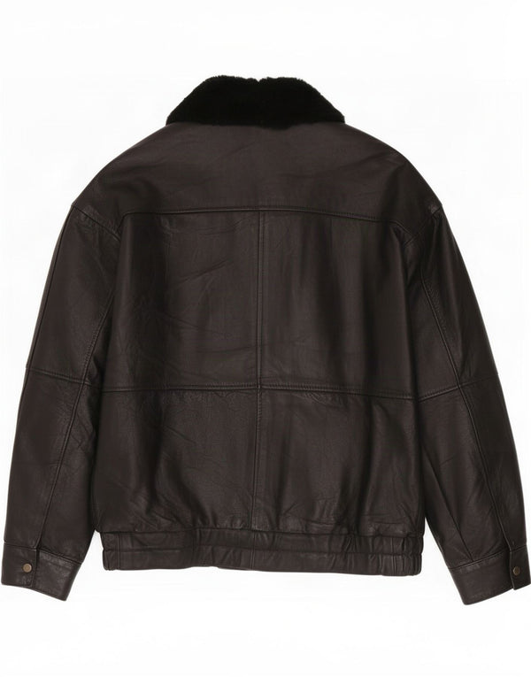 Vintage Mens Leather Jacket IT 52 XL Black