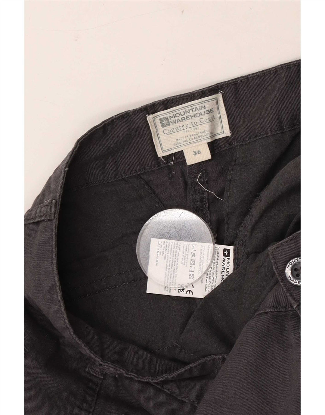 Pantaloncini cargo da uomo Mountain Warehouse W36 Large in cotone grigio