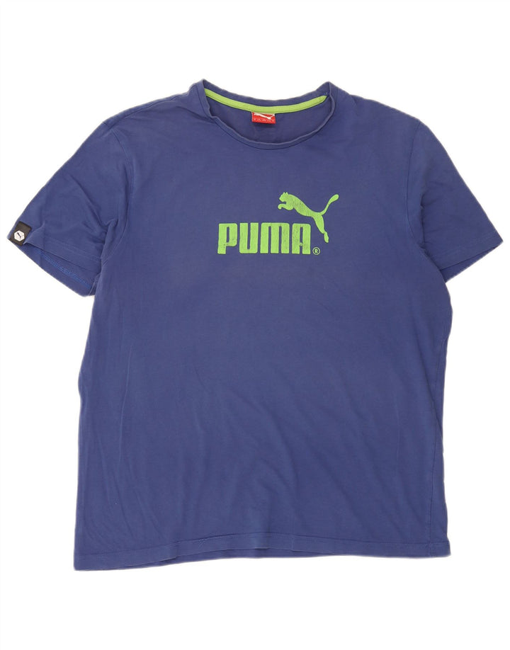 T-shirt grafica da uomo Puma Top XL in cotone blu
