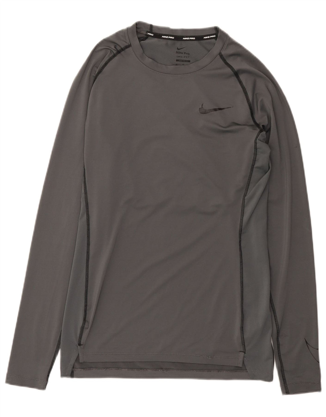 Maglia Nike Dri Fit da uomo a maniche lunghe in poliestere grigio medio