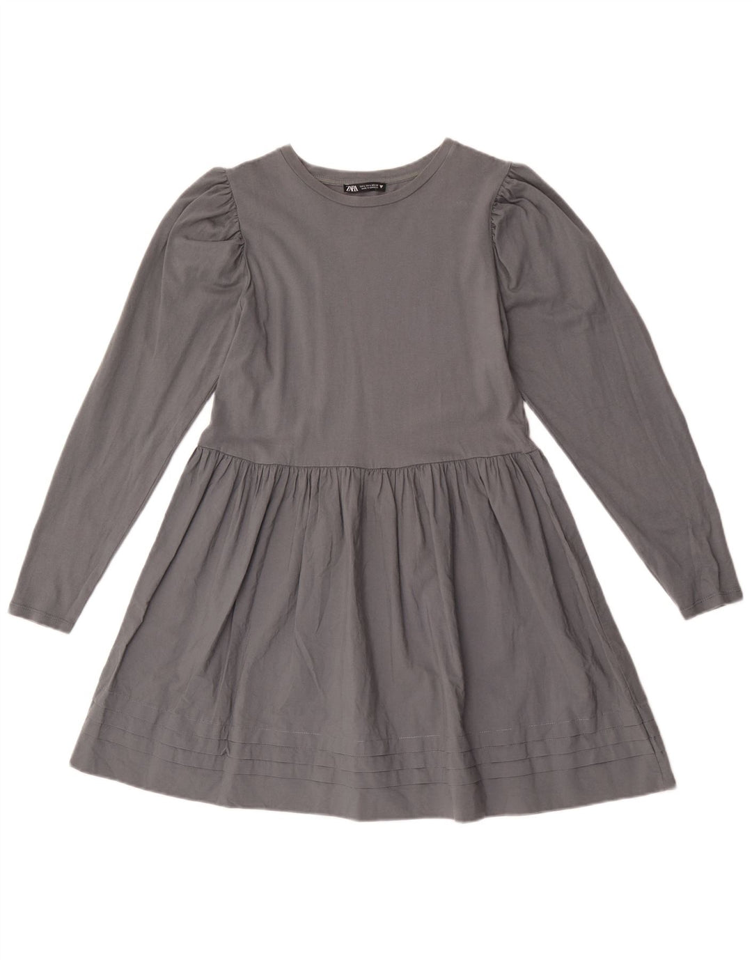 Abito a trapezio a maniche lunghe da donna Zara UK 14 grande grigio