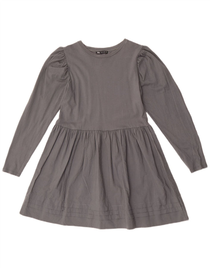 Abito a trapezio a maniche lunghe da donna Zara UK 14 grande grigio