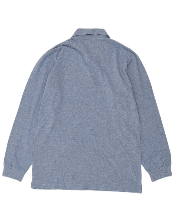 Polo da uomo a maniche lunghe Champion Large in cotone chiazzato blu