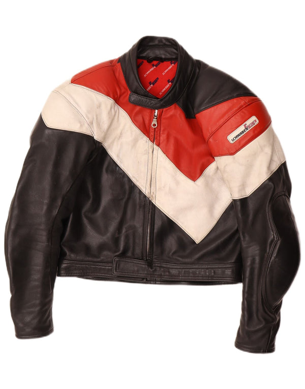 Schwabenleder Giacca da motociclista in pelle da uomo UK 38 Medium Black Colourblock