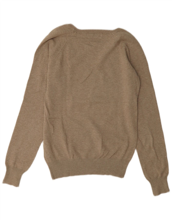 Maglione da donna con scollo a V Zara UK 14 Cotone marrone medio