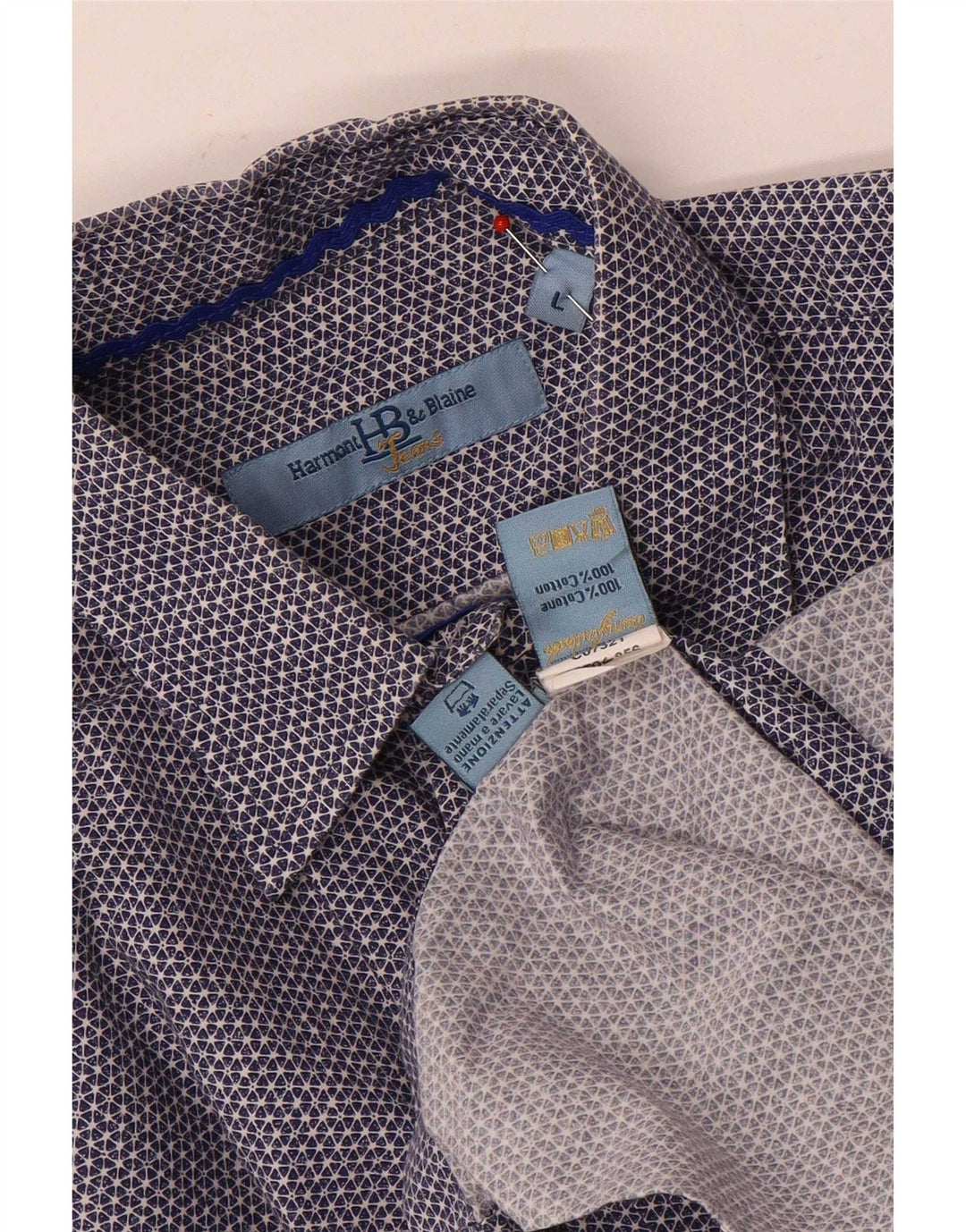 Camicia da uomo Harmont & Blaine grande cotone geometrico blu