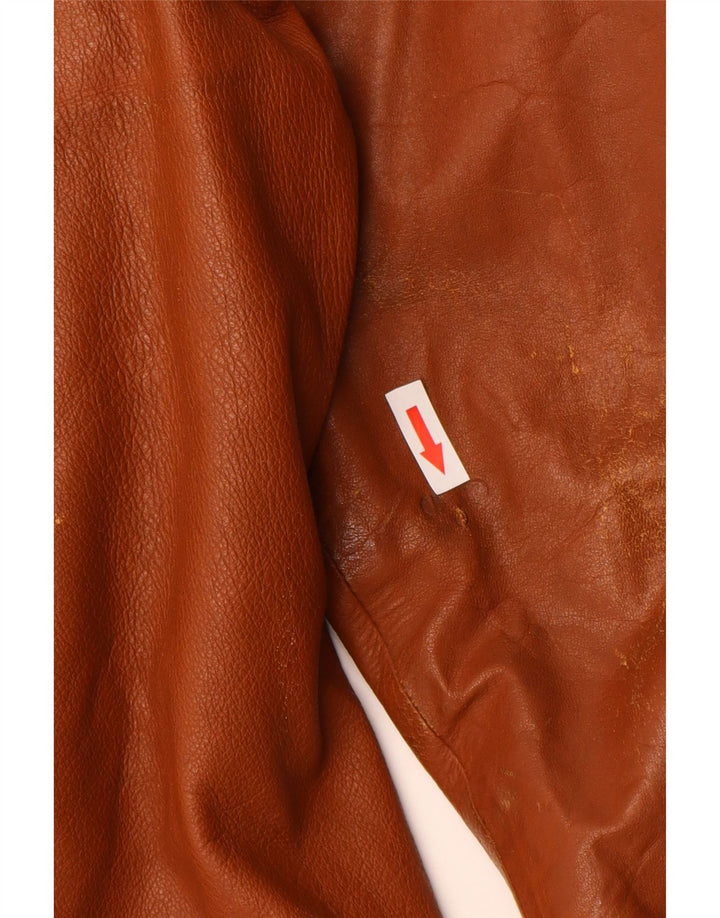 Giacca in pelle vintage da uomo UK 36 piccola in pelle marrone