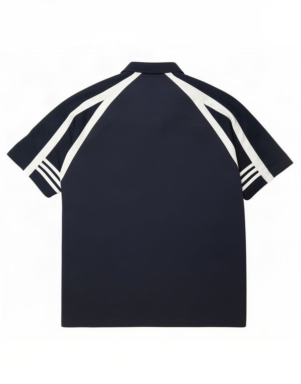 Polo Adidas da uomo UK 44/46 Large Blu Navy Colourblock