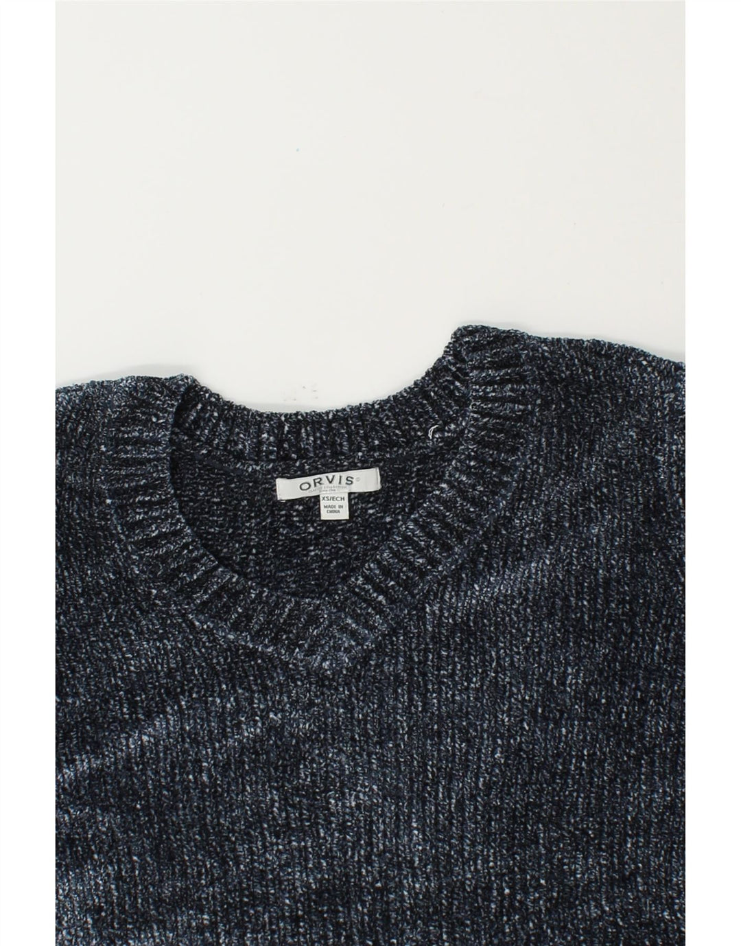 ORVIS Womens Oversized V-Neck Jumper Sweater UK 6 XS Navy Blue Wool Vintage Orvis and Second-Hand Orvis from Messina Hembry 