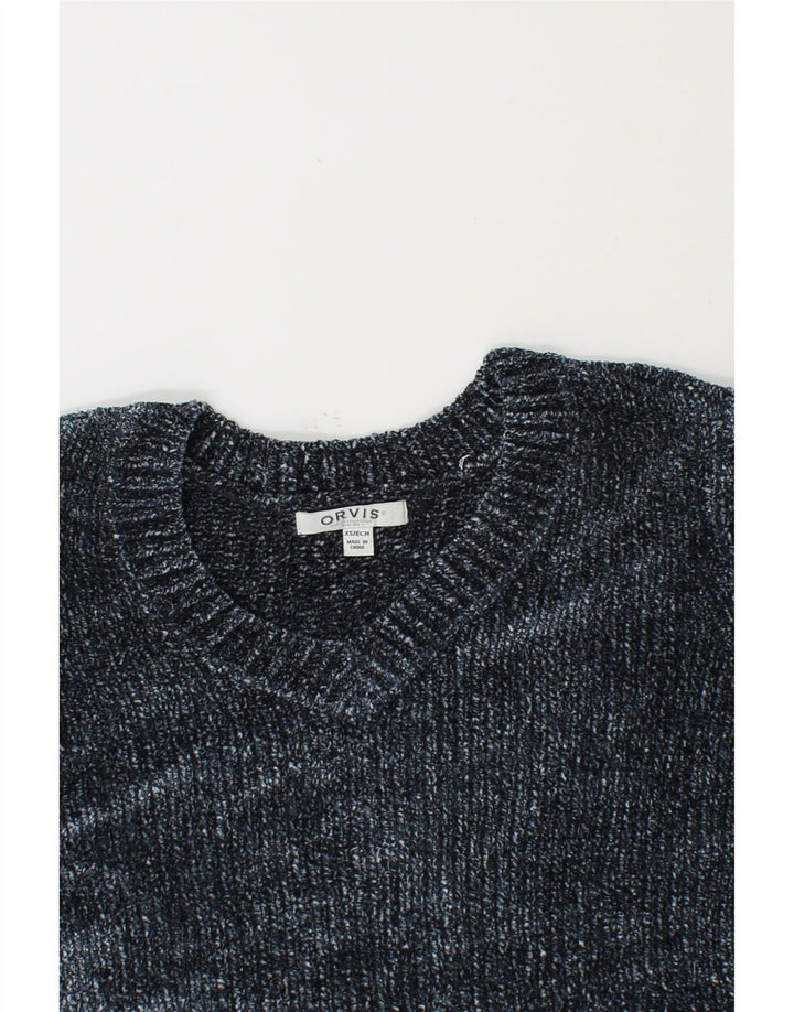 ORVIS Womens Oversized V-Neck Jumper Sweater UK 6 XS Navy Blue Wool Vintage Orvis and Second-Hand Orvis from Messina Hembry 