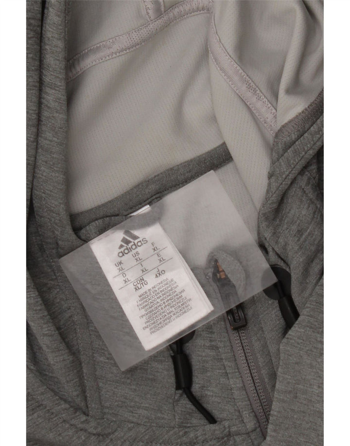 Maglione con cappuccio e zip da uomo ADIDAS XL grigio poliestere
