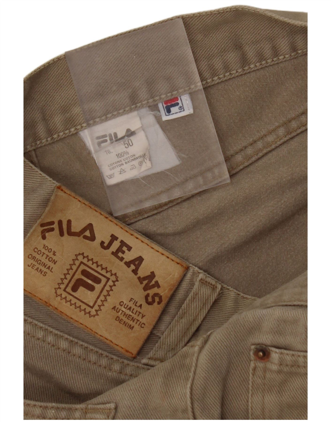 Jeans dritti da uomo FILA IT 50 Large W32 L30 Cotone Beige