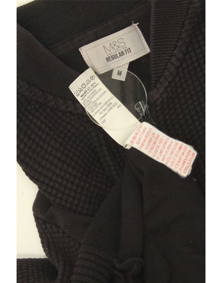 Maglione cardigan vestibilità regolare da uomo Marks & Spencer in cotone nero medio