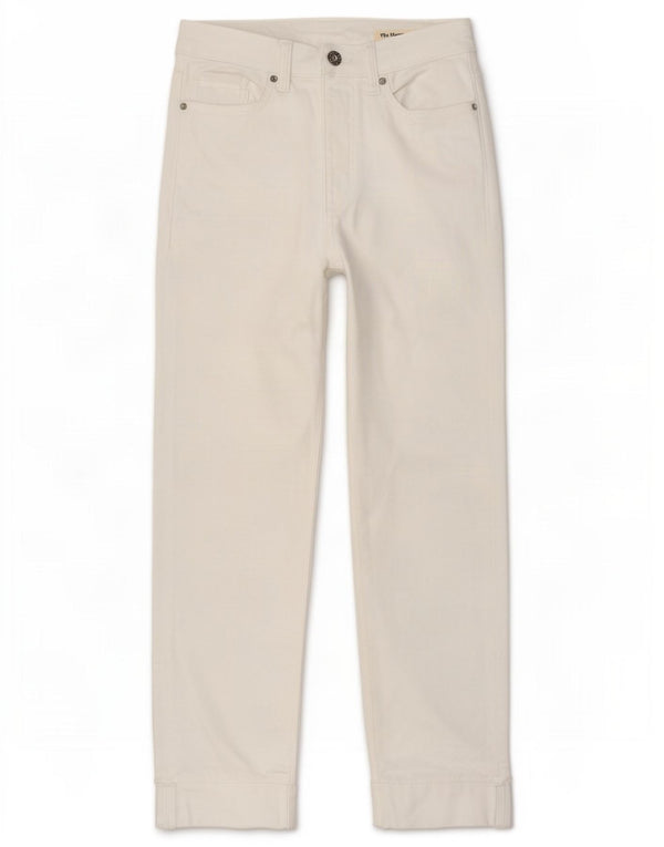 Jeans dritti corti Marks & Spencer da donna UK 10 piccoli W26 L25 bianchi