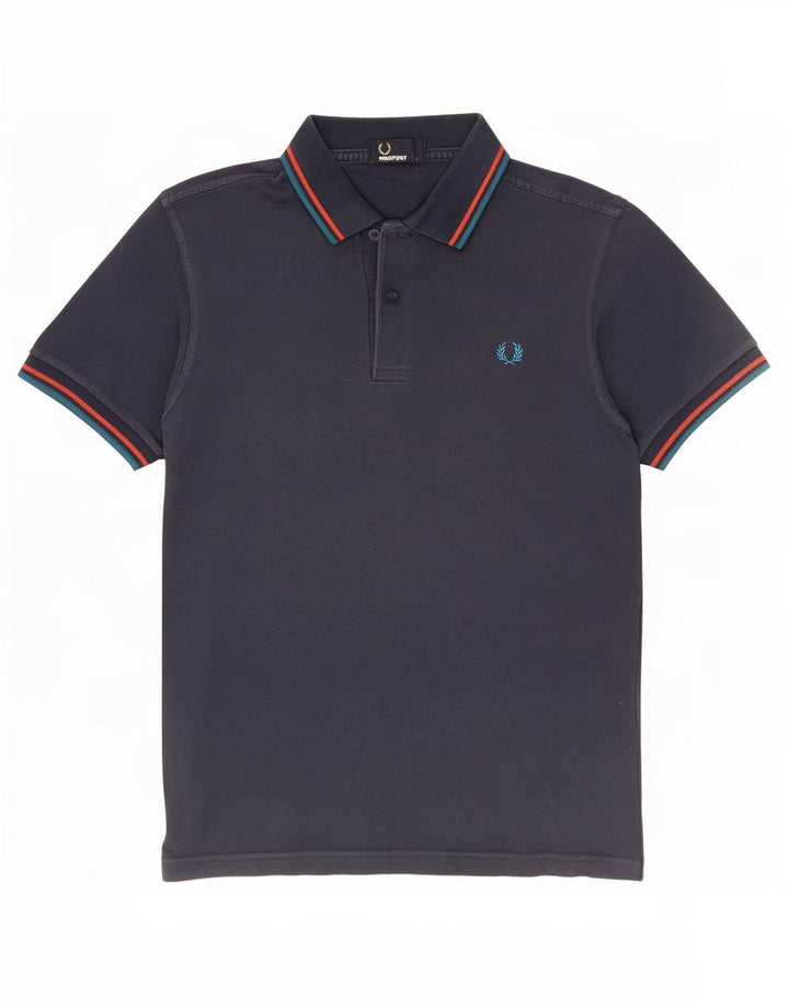 Polo da uomo Fred Perry piccola in cotone a righe blu navy
