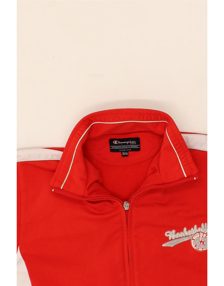 CHAMPION Boys Tracksuit Top Jacket 13-14 Years XL Red Colourblock Vintage Champion and Second-Hand Champion from Messina Hembry 