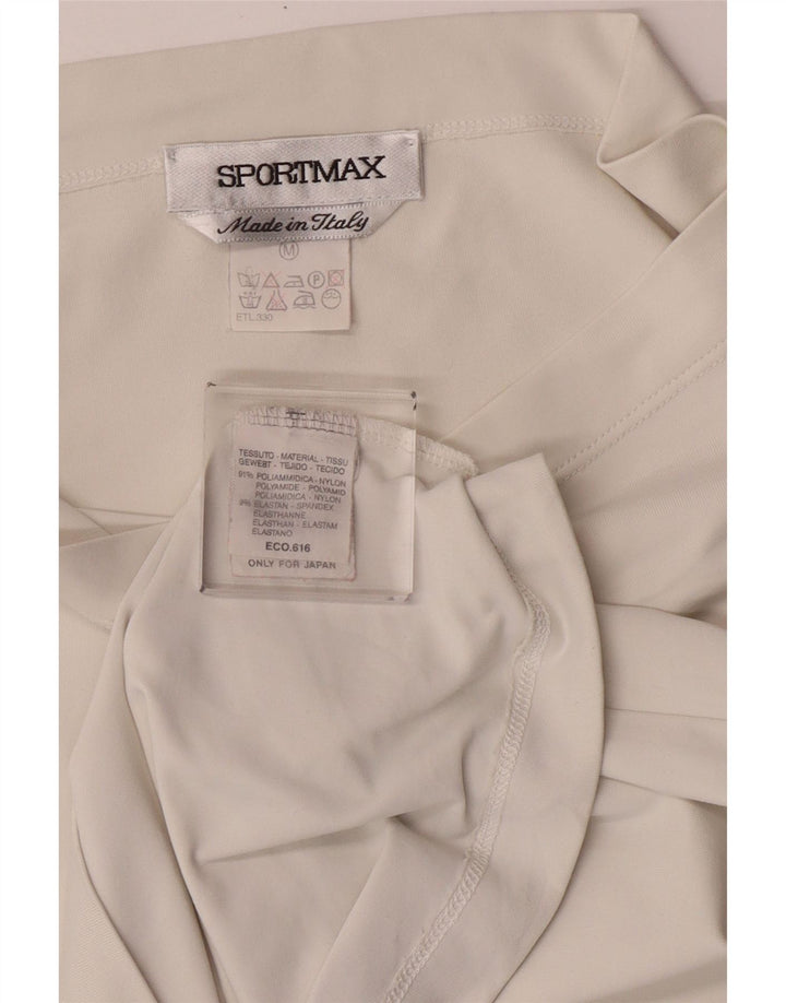 Top corto da donna Sportmax a maniche lunghe UK 12 medio bianco sporco poliammide