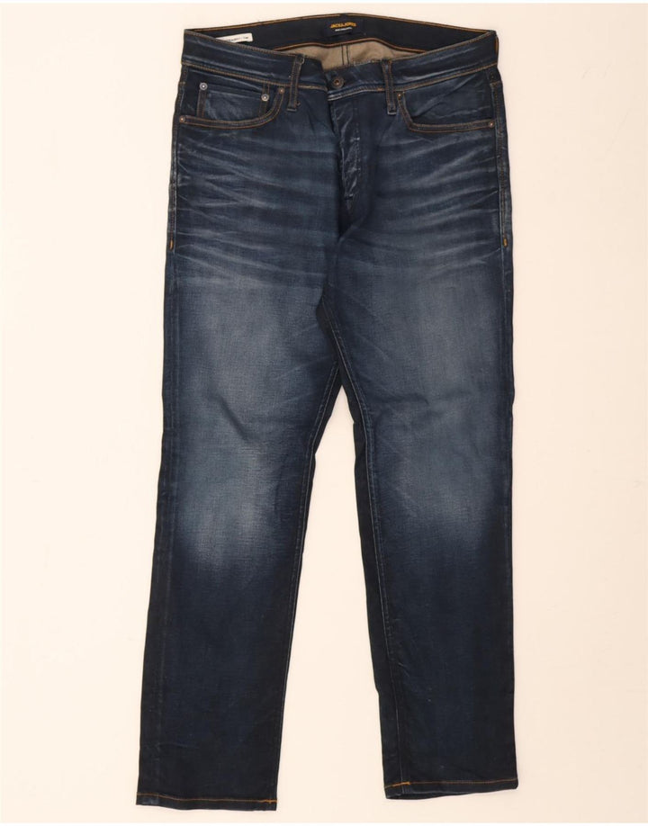 Jack & Jones Uomo Tim Slim Jeans dritti W33 L30 Blu Navy
