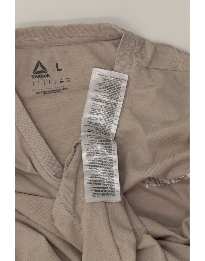 Reebok Top grafico da uomo a maniche lunghe in cotone grigio grande