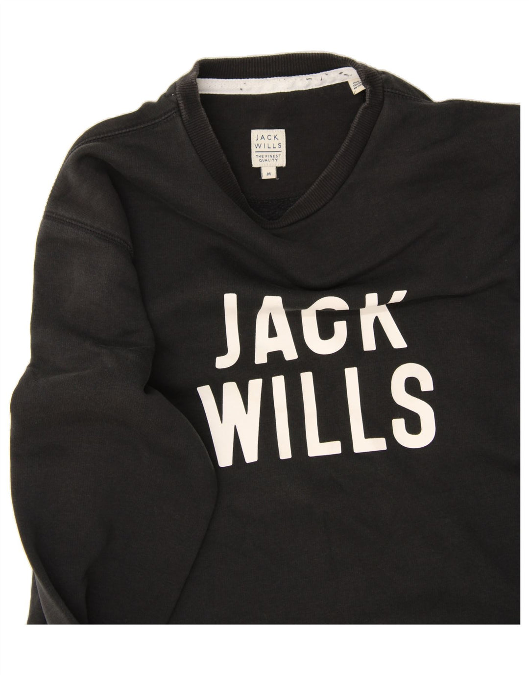 JACK WILLS Mens Graphic Sweatshirt Jumper Medium Black Cotton Vintage Jack Wills and Second-Hand Jack Wills from Messina Hembry 