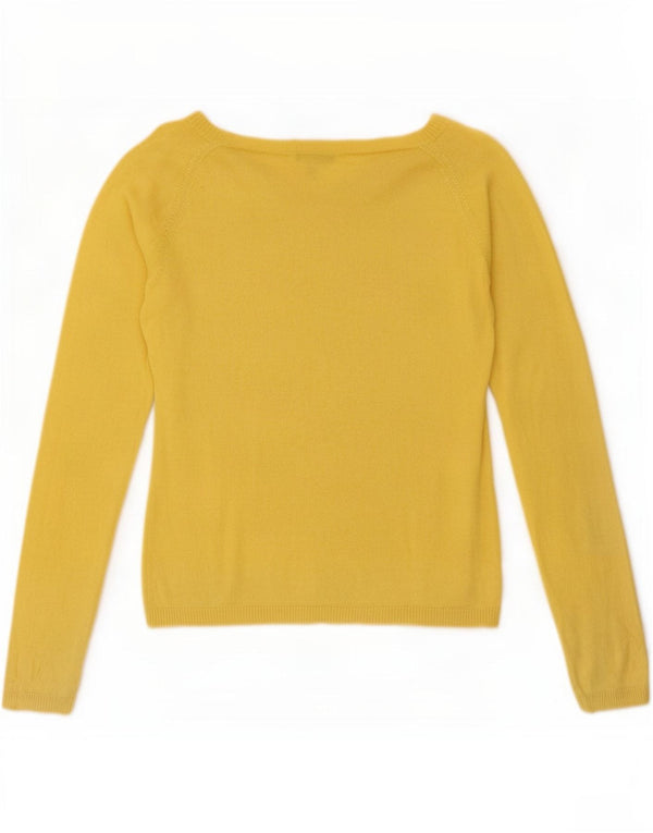 Maglione maglione con scollo a V da donna Massimo Dutti UK 14 grande seta gialla
