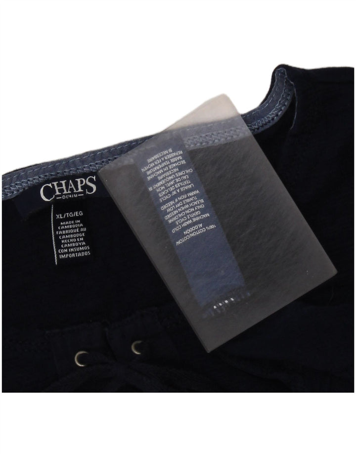Top da donna CHAPS manica 3/4 UK 18 XL cotone blu navy