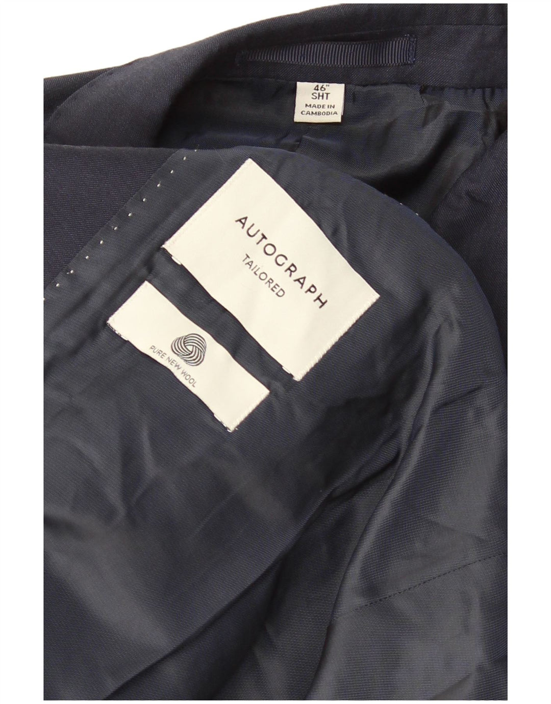 Giacca blazer corta da uomo a 2 bottoni Marks & Spencer UK 42 XL Blu navy