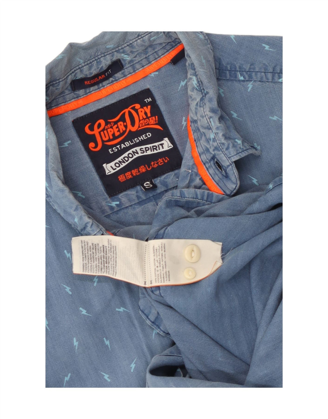 Camicia da uomo a maniche corte con vestibilità regolare Superdry, in cotone maculato blu