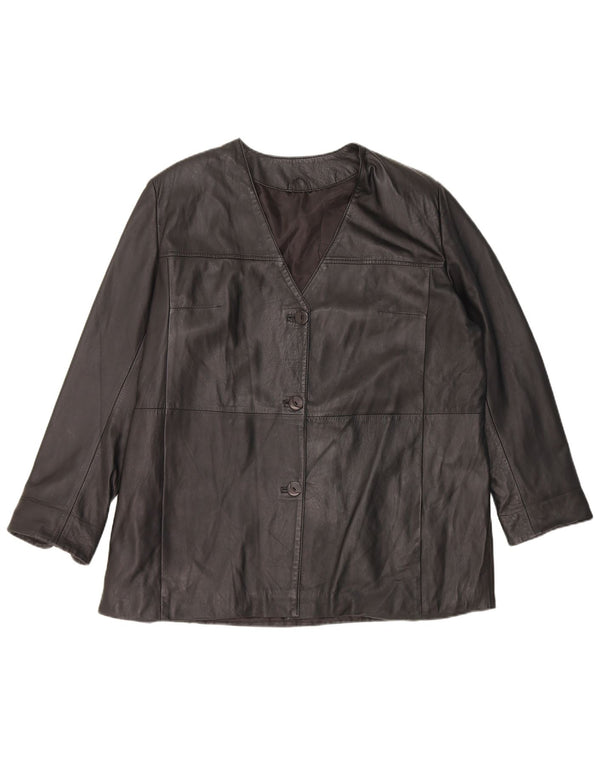 Giacca in pelle vintage da donna UK 16 grande nera