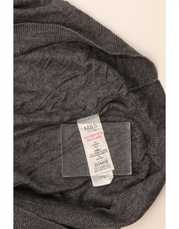Maglione da uomo Marks & Spencer con scollo a V, grande cotone grigio