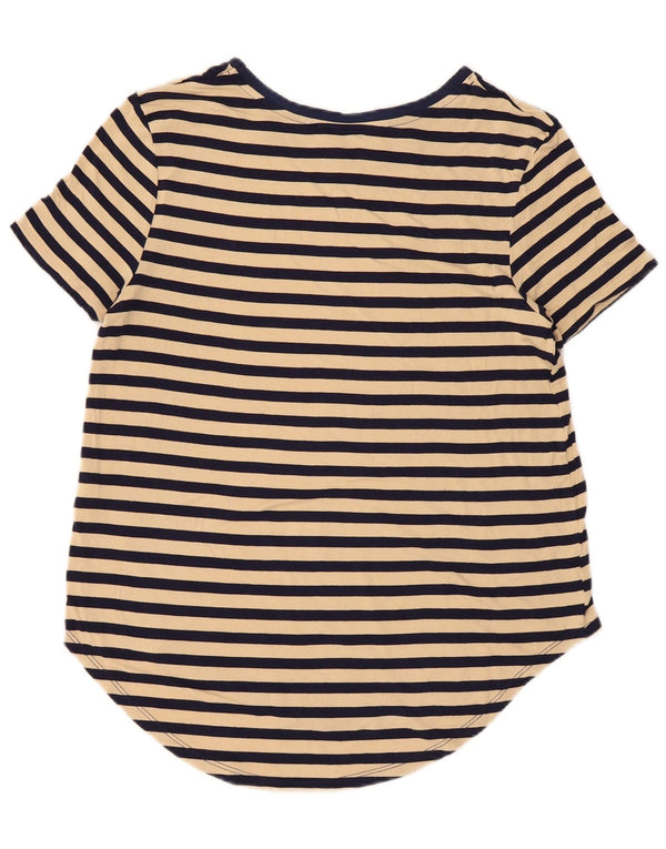 Oasis Womens Lash T-Shirt Top UK 10 Small Beige Striped Viscose