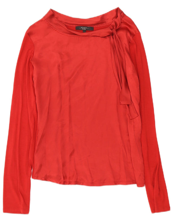 Max Mara Camicetta a maniche lunghe con allacciatura frontale da fine settimana da donna, UK 14, grande, rossa