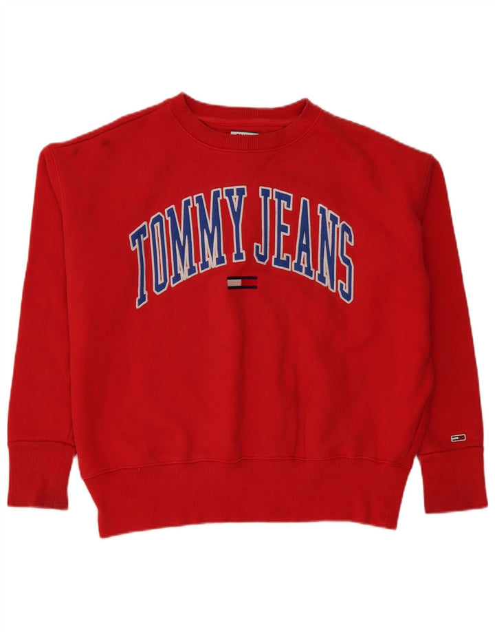 Felpa oversize con grafica da donna Tommy Hilfiger Maglione UK 14 Medio Rosso