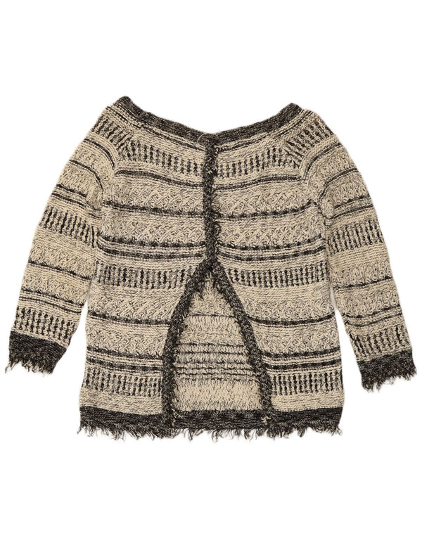 Maglione Zara da donna con scollo a barca UK 14 a righe grandi grigie
