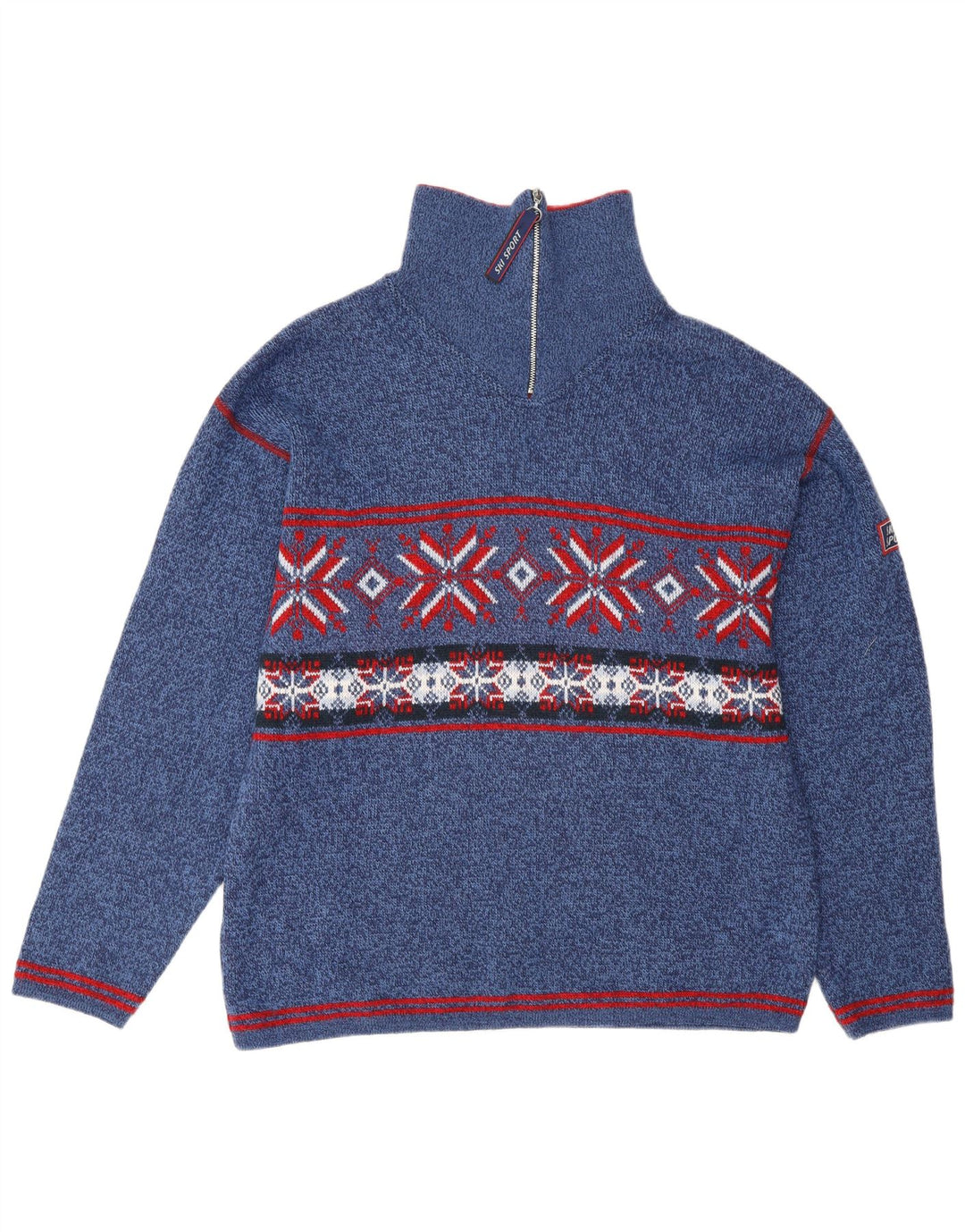 Angelo Litrico Maglione da uomo con zip e collo Blu medio Fair Isle