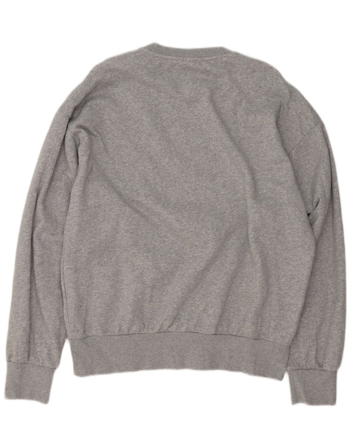 Felpa grafica da uomo Adidas, maglione grande, cotone chiazzato grigio