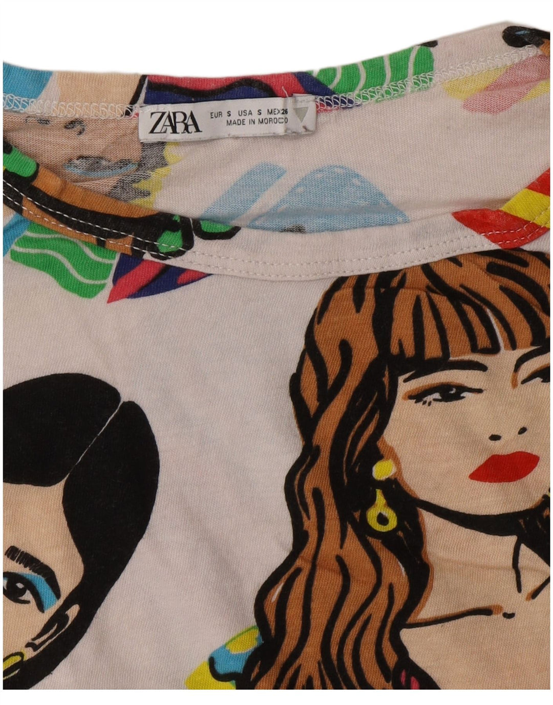 T-shirt grafica oversize corta da donna Zara UK 10 piccola bianca