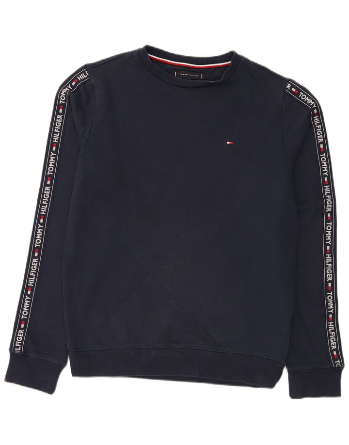 TOMMY HILFIGER Felpa grafica da uomo Maglione piccolo cotone blu navy