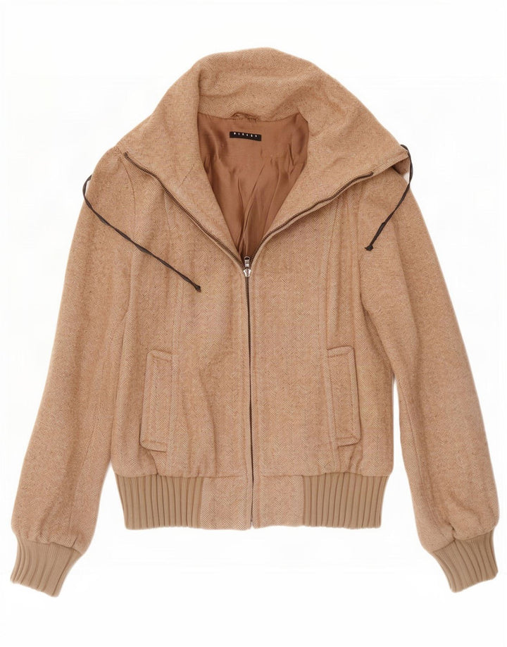 Giubbotto Bomber Donna Sisley IT 42 Lana Spinata Beige Medio