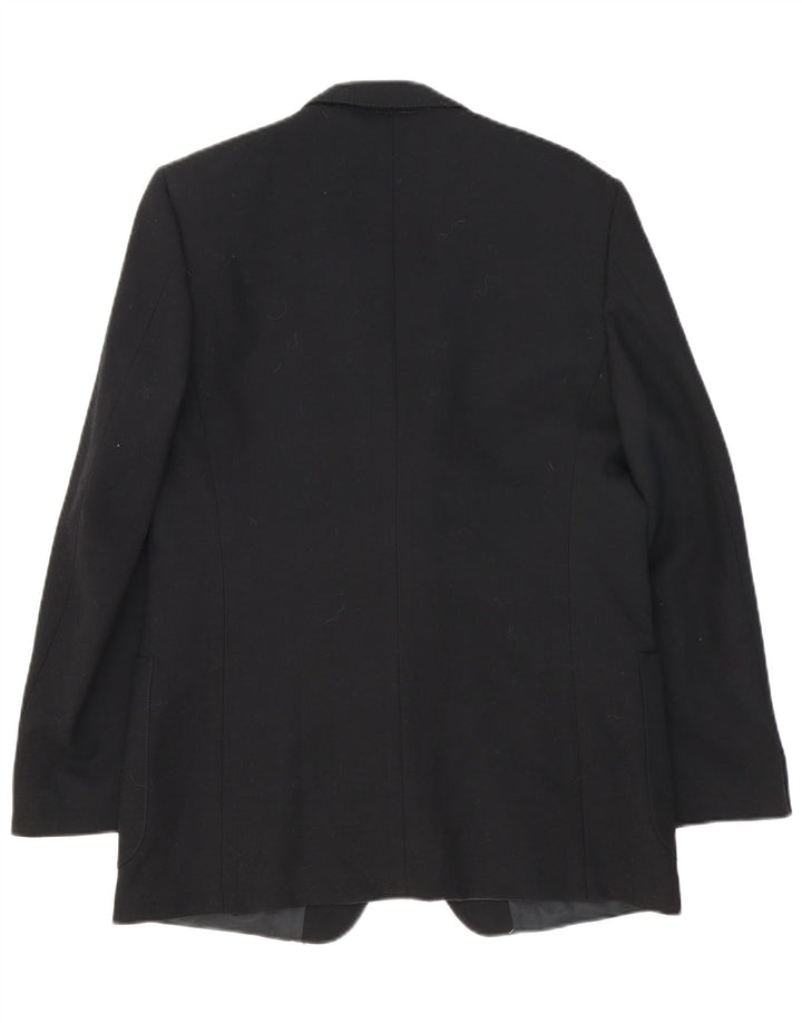 Giacca blazer vintage da uomo a 2 bottoni UK 38 lana vergine nera media