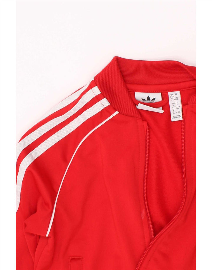 Giacca Top della tuta da ragazzo Adidas 6-7 anni in poliestere rosso
