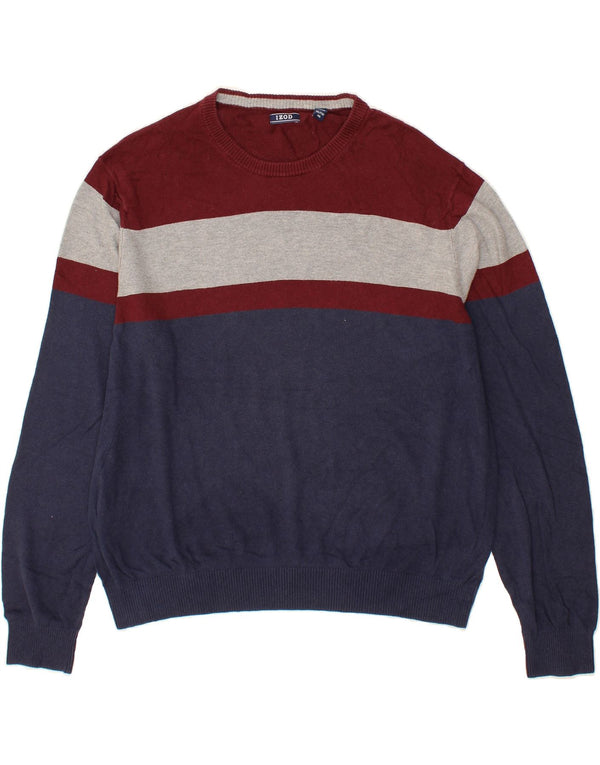 Maglione girocollo da uomo IZOD 2XL in cotone color block multicolore