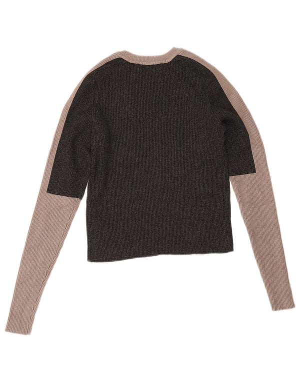 Top corto da donna Zara a maniche lunghe UK 12 Viscosa color block grigio medio