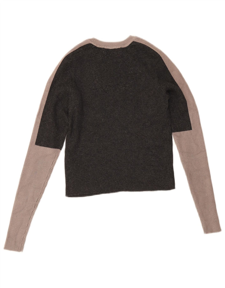 Top corto da donna Zara a maniche lunghe UK 12 Viscosa color block grigio medio