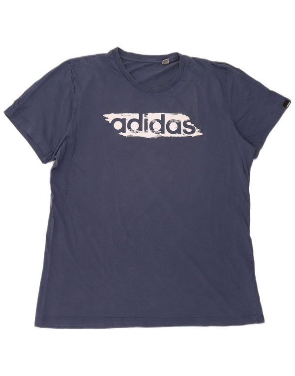 T-shirt grafica da uomo Adidas Top XL in cotone blu navy