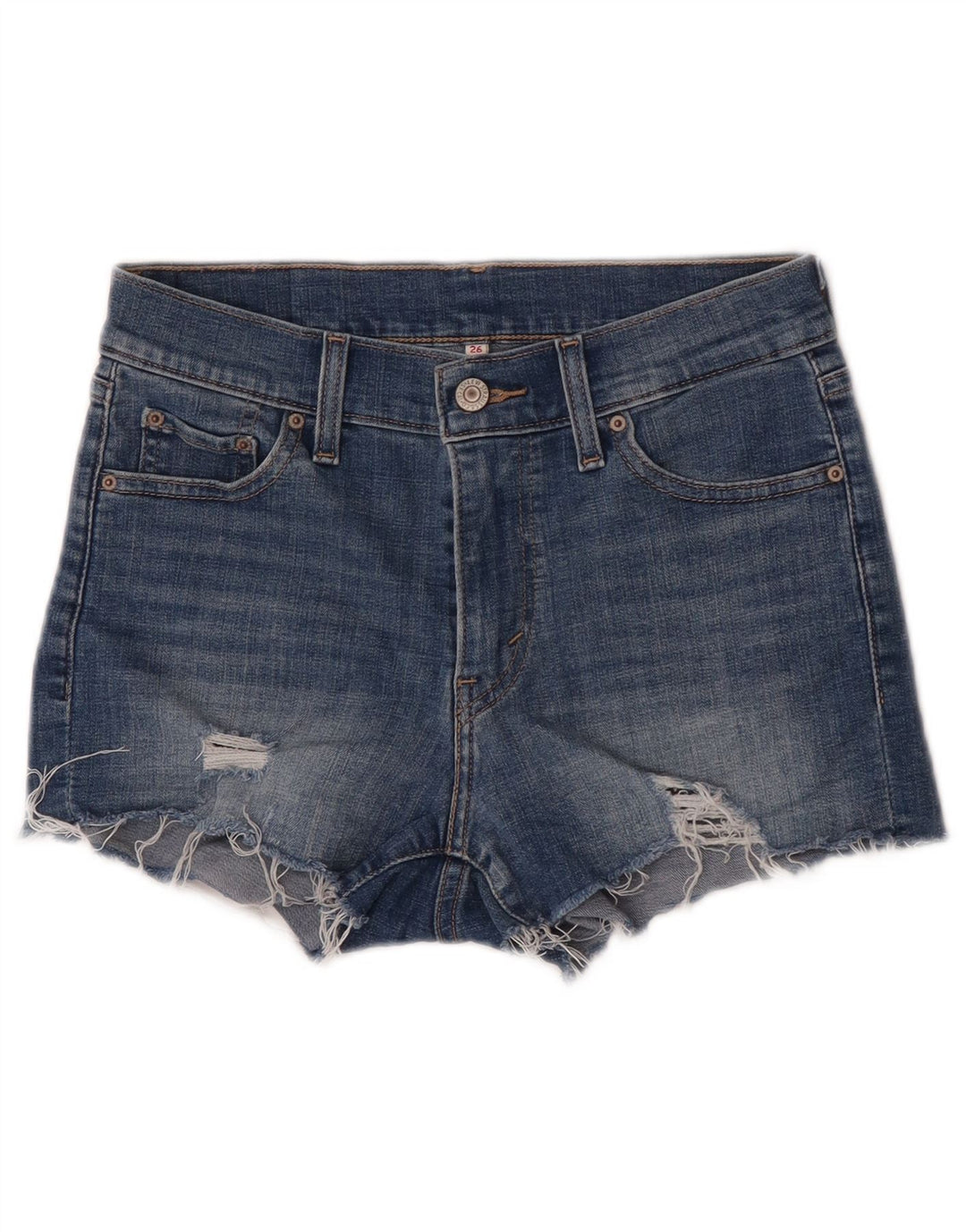 Pantaloncini di jeans invecchiati Levi's da donna W26 piccoli blu