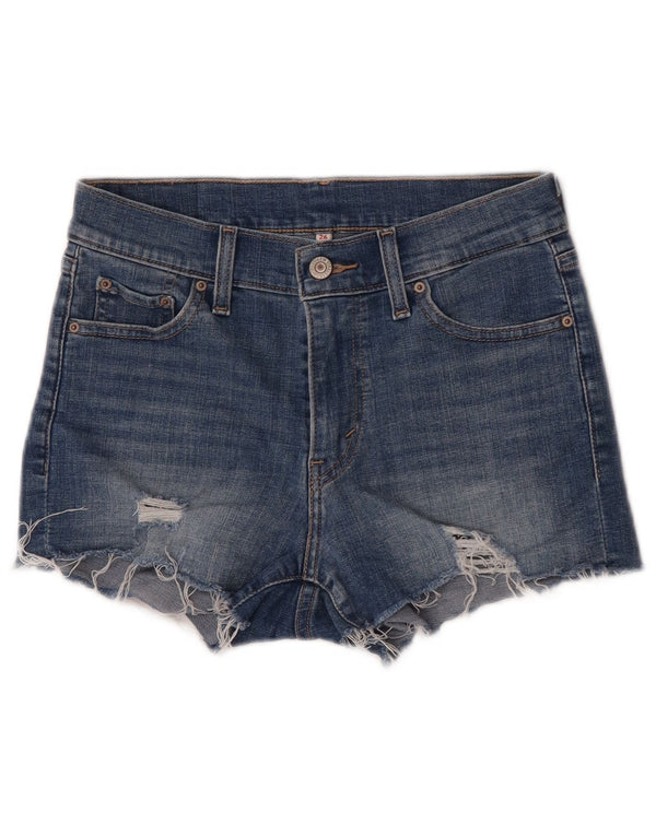 Pantaloncini di jeans invecchiati Levi's da donna W26 piccoli blu