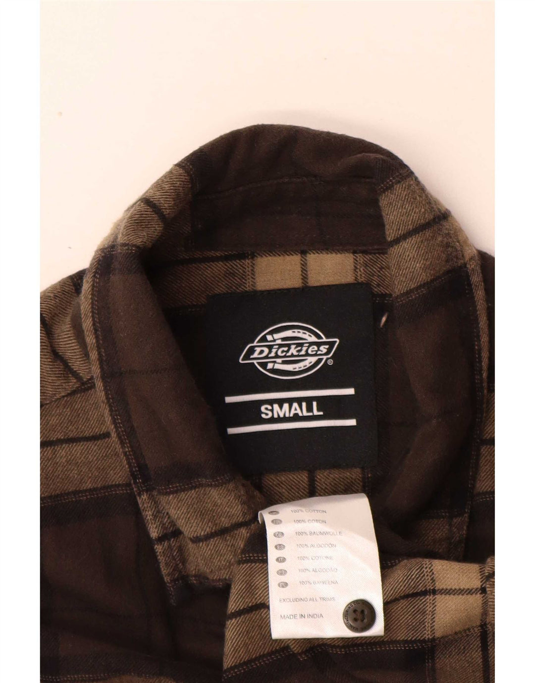 Dickies Camicia da uomo in flanella di cotone a quadri marroni piccoli