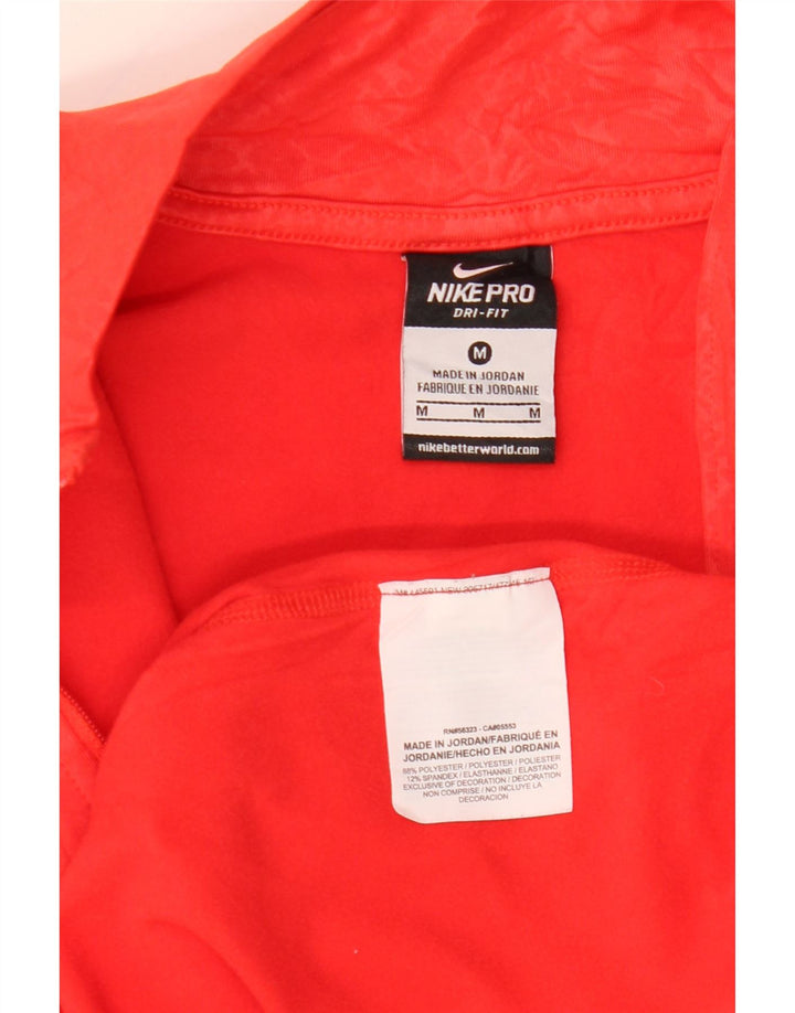 NIKE Top da tuta pullover con zip e collo Dri Fit da donna UK 12 rosso medio