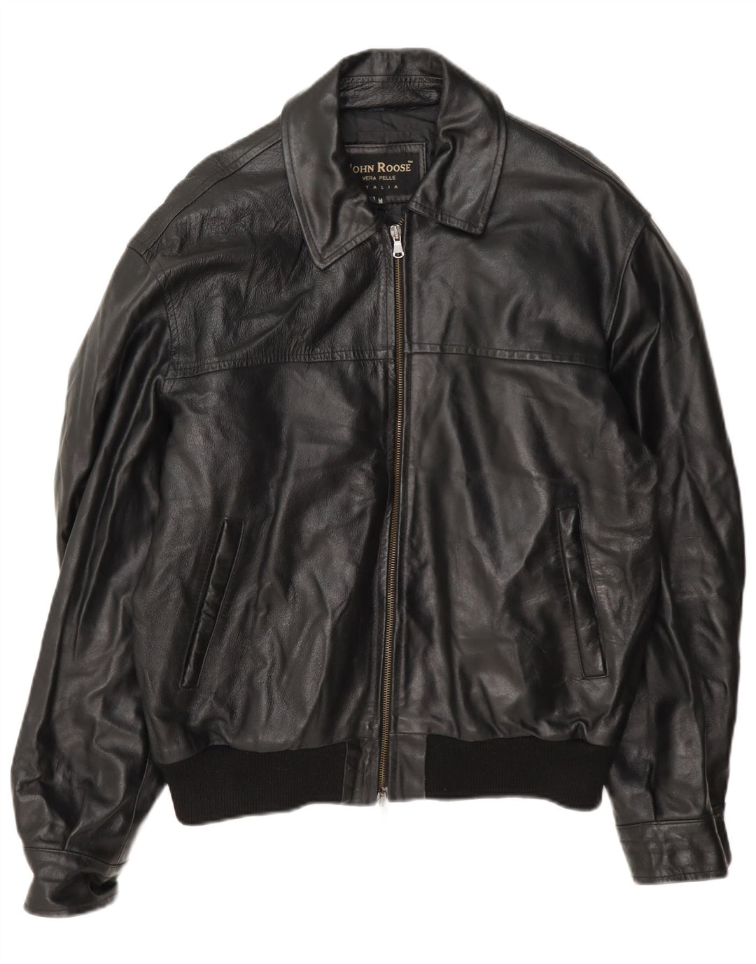 Giacca in pelle da uomo John Roose UK 38 media nera